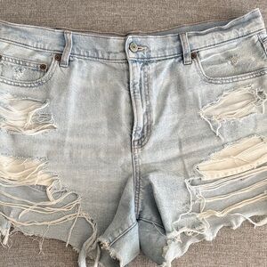 American Eagle Outfitters Light Blue Distressed Denim Cutoff Shorts